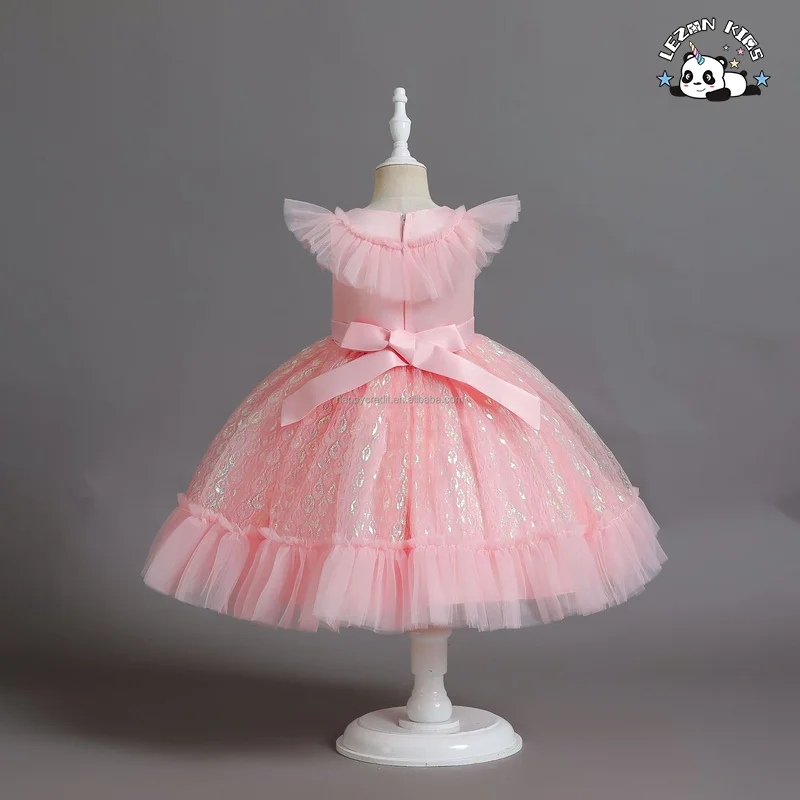 LEZONKIDS - New Children's Clothes Fluorescent Children's Clothing Jacquard Birthday Princess Dress for Little Girl